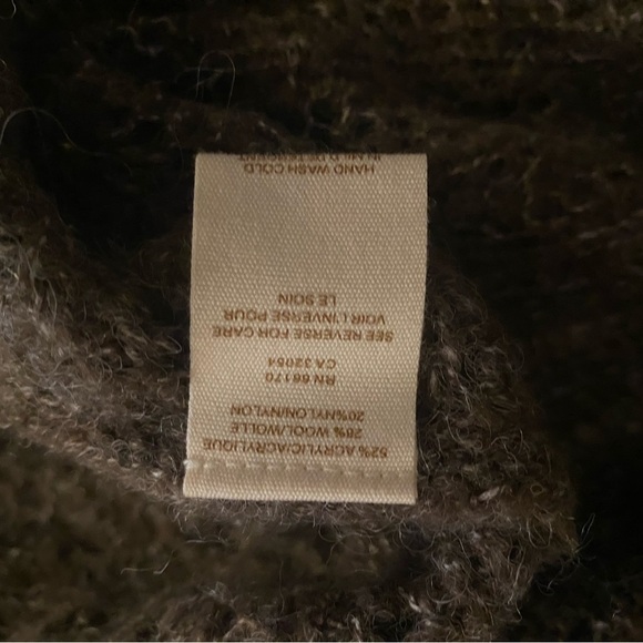 Free People Brown Heather Crochet Knit Sweater Cape Wrap Scallop Edge Size M - Picture 5 of 5